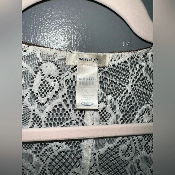 OLD Navy Lace over lay sz large with brown accent tie - Picture 3 of 4